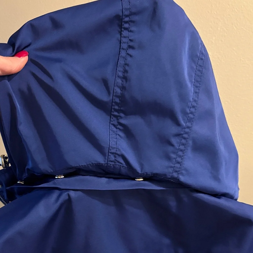Talbots Royal Blue Utility Jacket w/Bungee Drawcord Waist & Snap Off Hood size 6